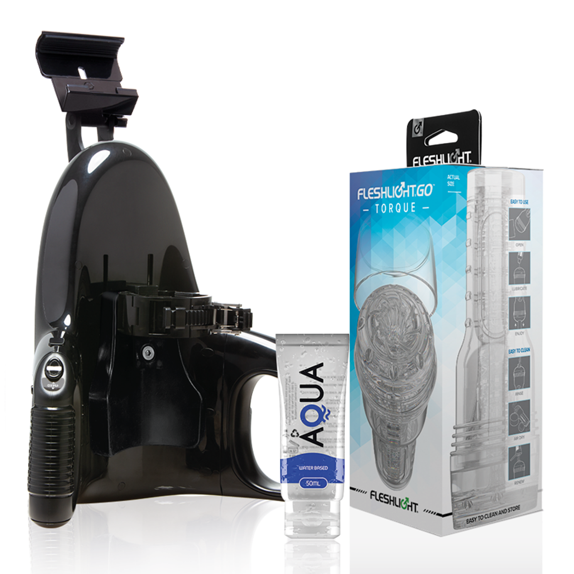 FLESHLIGHT - GO MASTURBADOR TORQUE ICE + LANÇAMENTO UNIVERSAL + LUBRIFICANTE AQUA QUALITY 50 ML 1