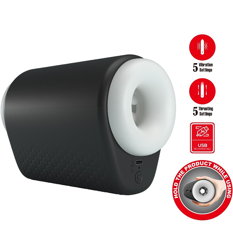 PRETTY LOVE - DJ GIRL MASTURBADOR MASCULINO COM VIBRAÇÃO 5 CONFIGURAÇÕES NEGRO 1