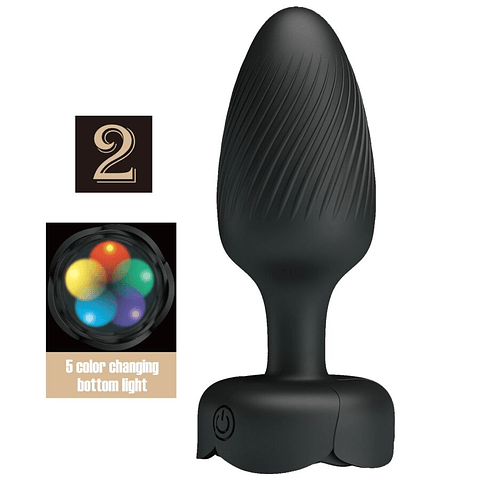 PRETTY LOVE - VARIAN ANAL PLUG COM LUZ LED PRETO 10,8 CM