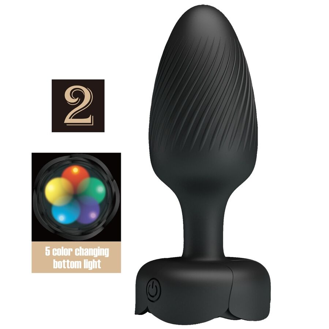 PRETTY LOVE - VARIAN ANAL PLUG COM LUZ LED PRETO 10,8 CM 1