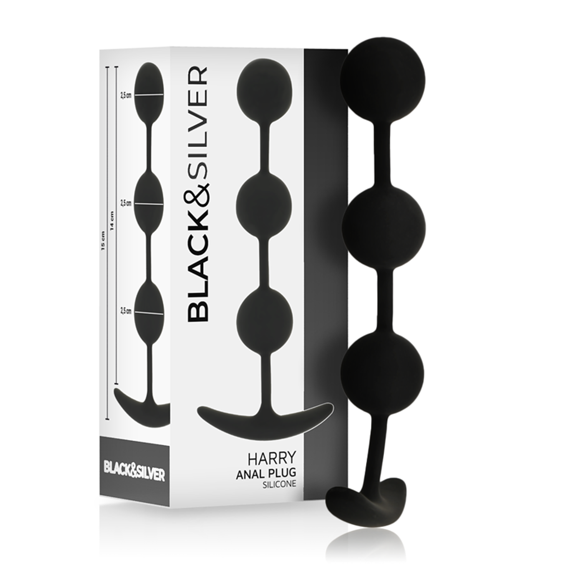 BLACK&SILVER - ROSÁRIO ANAL HARRY 3 ESFERAS DE SILICONE 14 CM 1