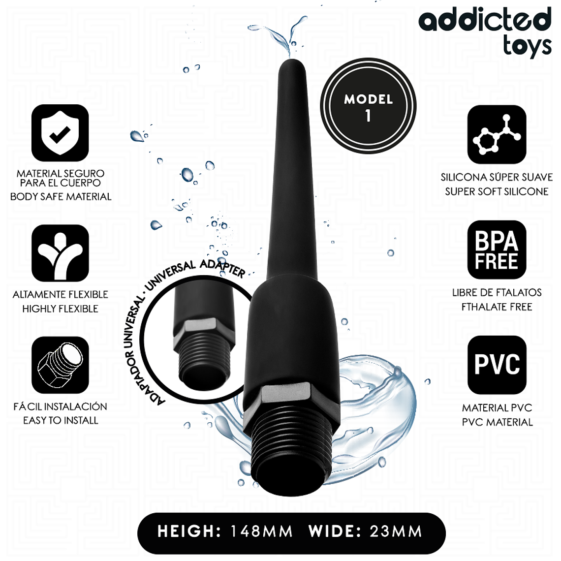 ADDICTED TOYS - LIMPADOR ANAL COM ADAPTADOR UNIVERSAL MODELO 1 1