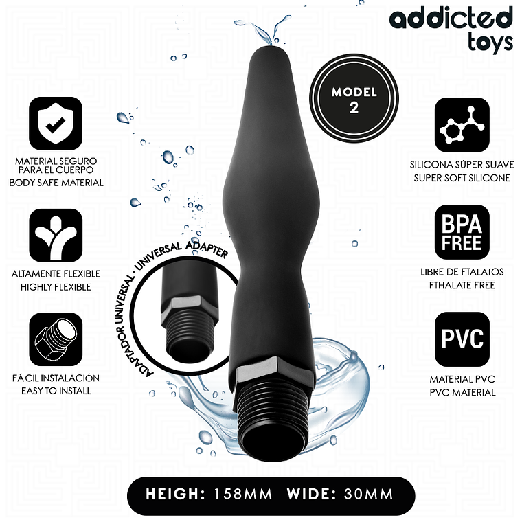 ADDICTED TOYS - LIMPADOR ANAL COM ADAPTADOR UNIVERSAL MODELO 2 1