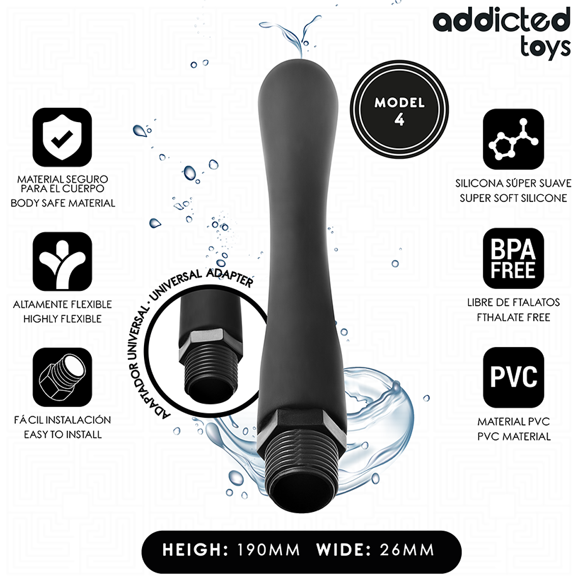 ADDICTED TOYS - LIMPADOR ANAL COM ADAPTADOR UNIVERSAL MODELO 4 1