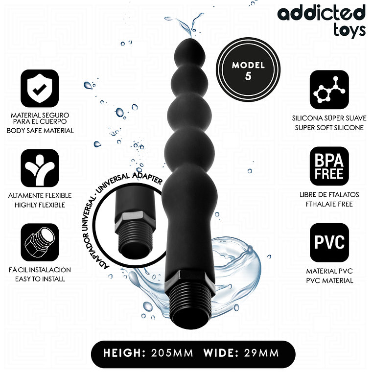 ADDICTED TOYS - LIMPADOR ANAL COM ADAPTADOR UNIVERSAL MODELO 5 1