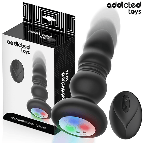ADDICTED TOYS - PLUG ANAL GIRATÓRIO VIBRATÓRIO COM LUZ LED E CONTROLE REMOTO
