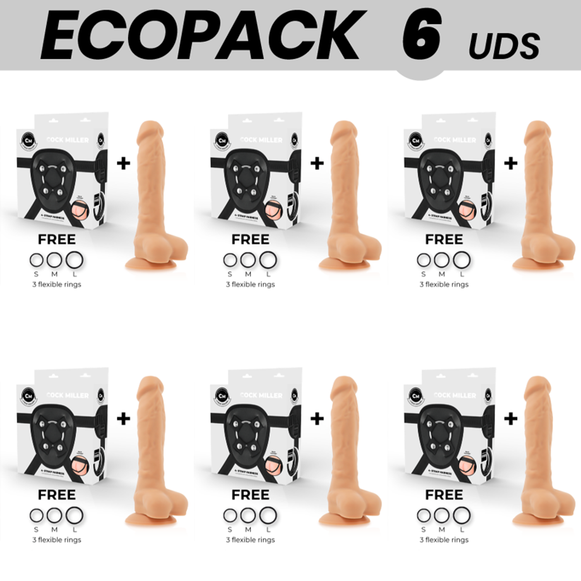 ECOPACK 6 UNIDADES - COCK MILLER ARNÊS + DENSIDADE DE SILICONE ARTICULVEL COCKSIL 19,5 CM 1