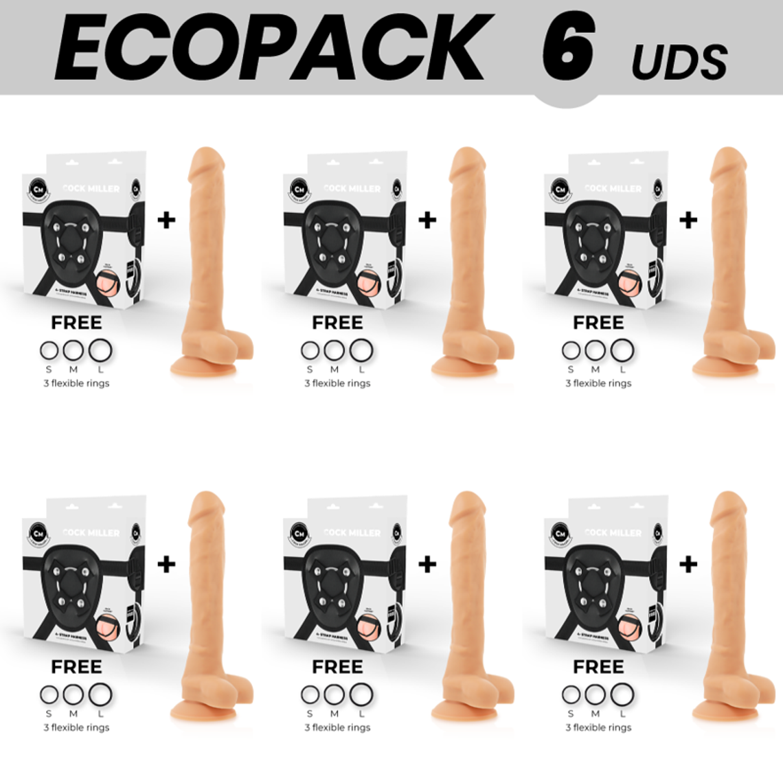 ECOPACK 6 UNIDADES - COCK MILLER ARNÊS + DENSIDADE DE SILICONE ARTICULVEL COCKSIL 24 CM 1