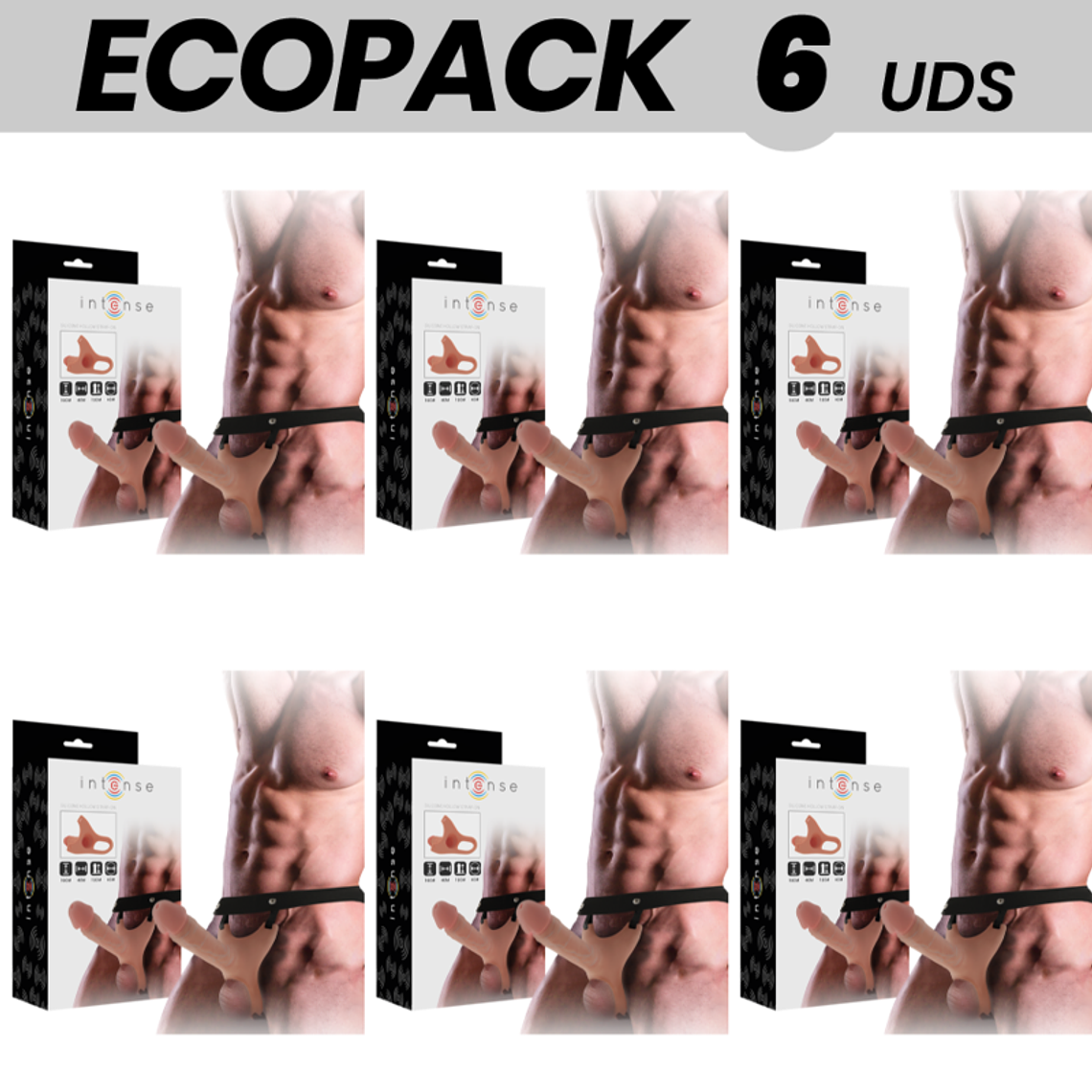 ECOPACK 6 UNIDADES - INTENSE ARNÊS OCO COM DILDO 16 X 3,5 CM 1