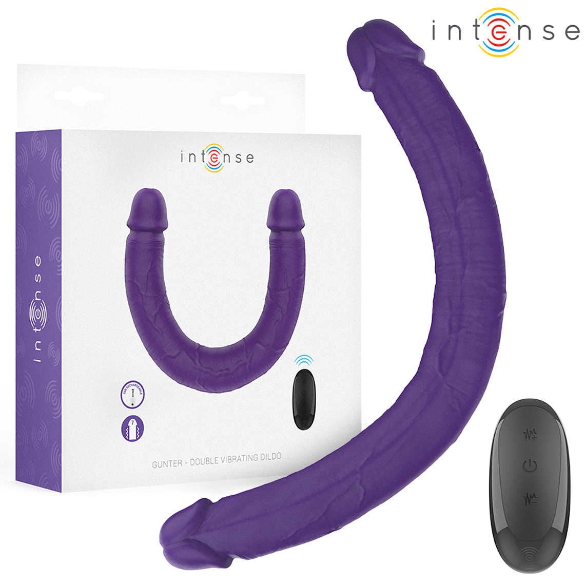 INTENSE - GUNTER DILDO VIBRADOR DUPLO 40 CM ROXO CONTROLE REMOTO 1