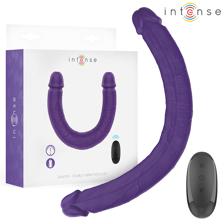 INTENSE - GUNTER DILDO VIBRADOR DUPLO 40 CM ROXO CONTROLE REMOTO 1