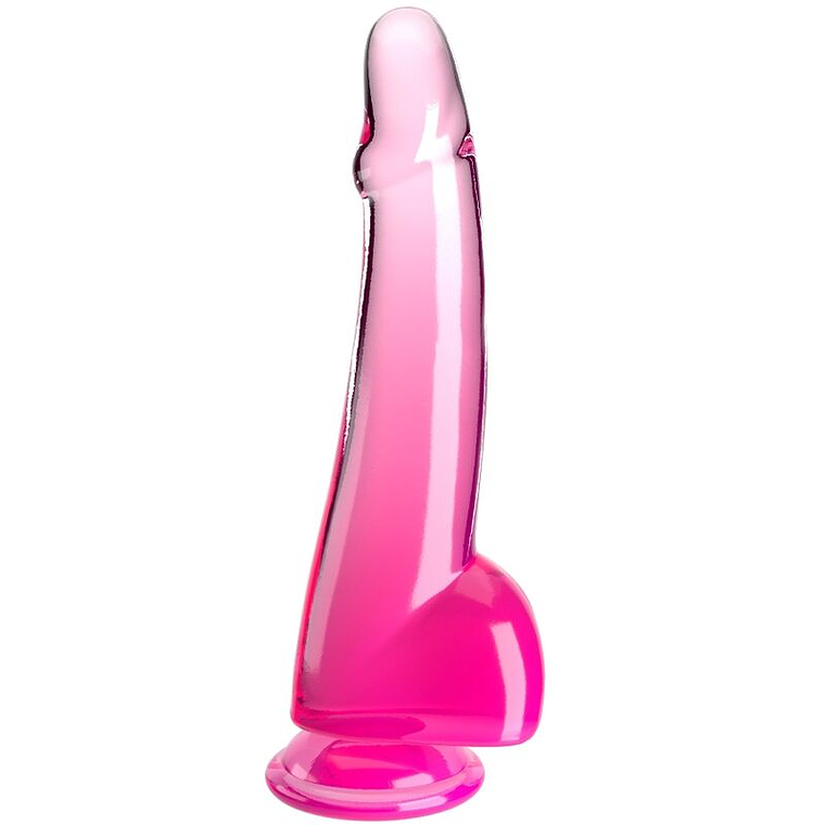 KING COCK - CLEAR DILDO COM TESTÍCULOS 19 CM ROSA 1