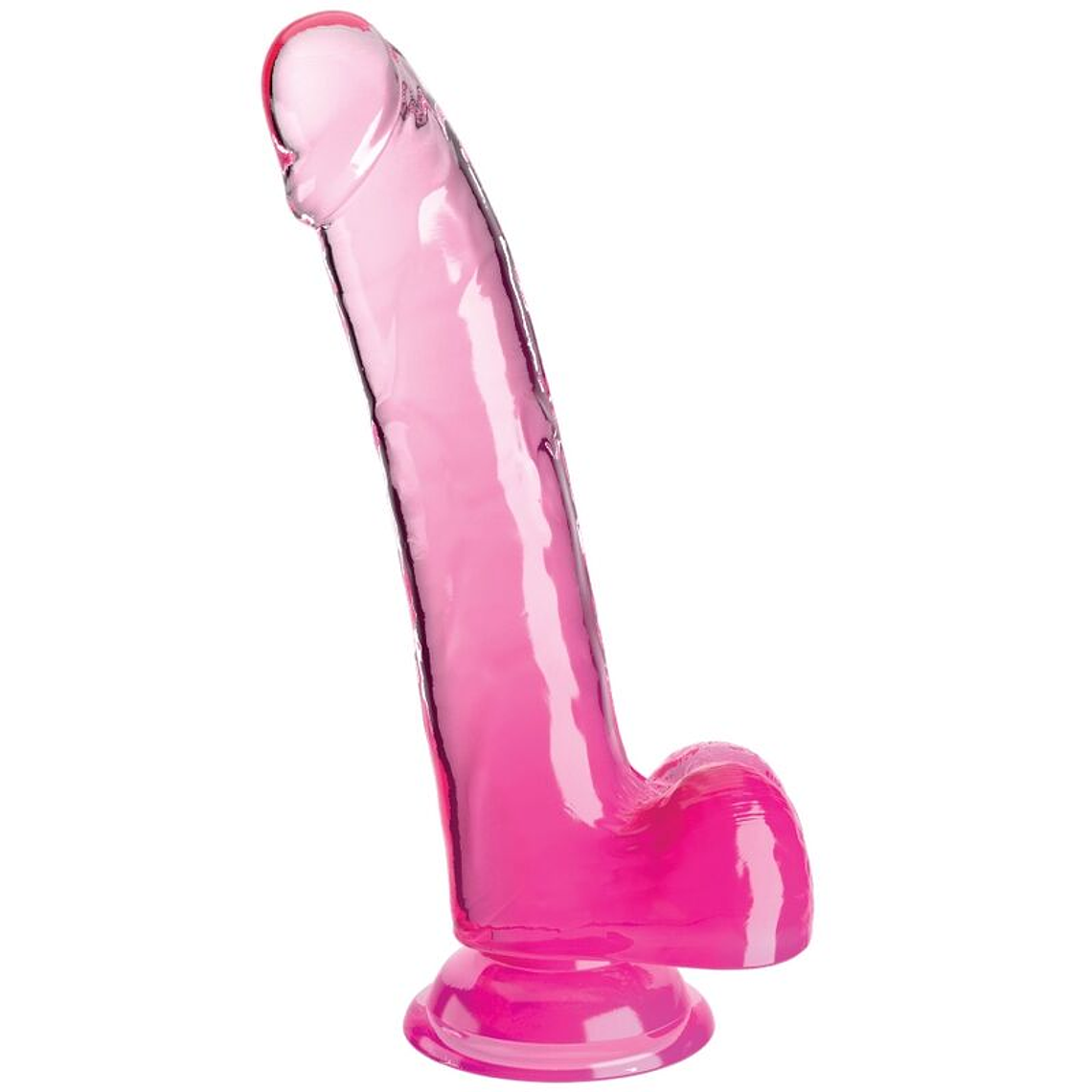 KING COCK - CLEAR DILDO COM TESTÍCULOS 20.3 CM ROSA 1