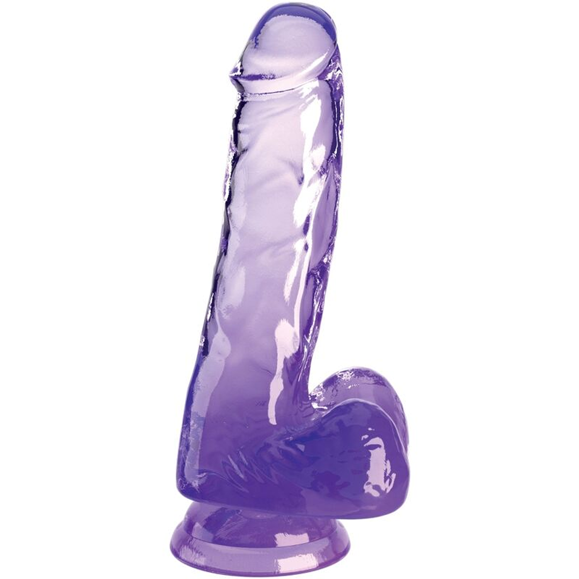 KING COCK - CLEAR PÊNIS REALÍSTICO COM BOLAS 13.5 CM ROXO 1