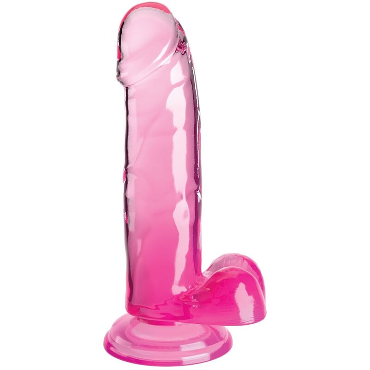 KING COCK - CLEAR PÊNIS REALÍSTICO COM BOLAS 15.2 CM ROSA 1