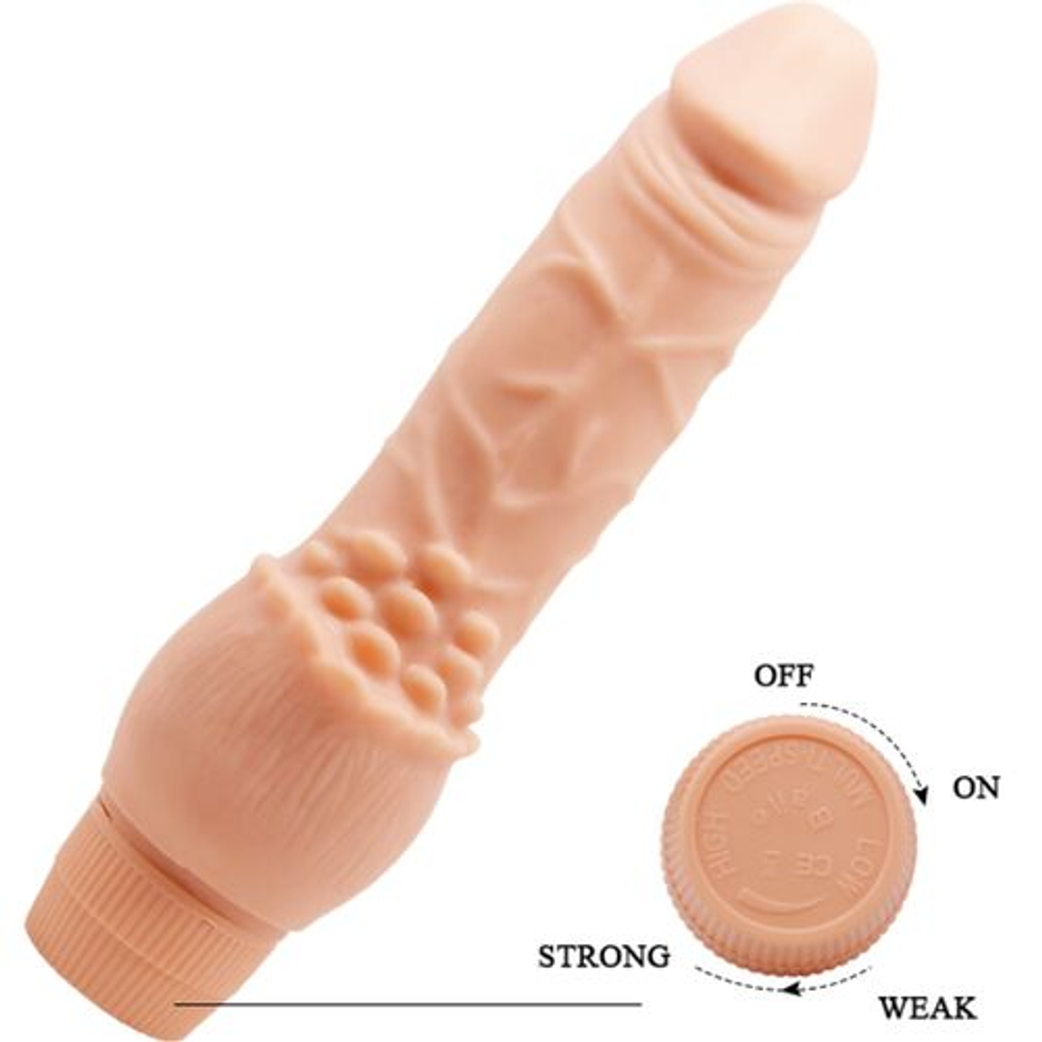 Dildo Vibratório Realista BAILE | Grande TPR Textura Venosa 2 Pilhas AA 4