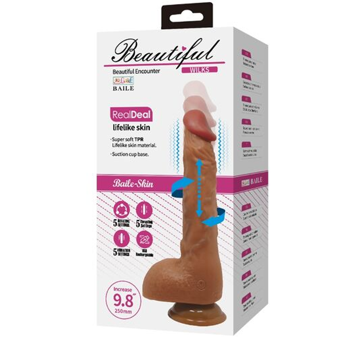 Vibrador Realista com Rotação BAILE | 5 Funções Ventosa USB Recarregável 11