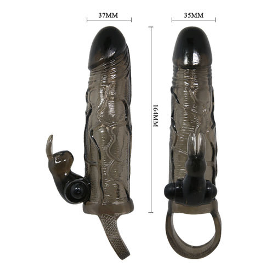 BAILE - Capa para pénis Brave Man com coelho vibrador (preto, 16,5 cm) 7