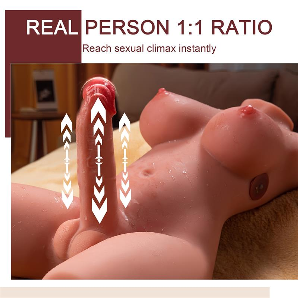 Torso Ladyboy com Vibração XISE Miah | 9.8kg Impulso 4 Modos 8