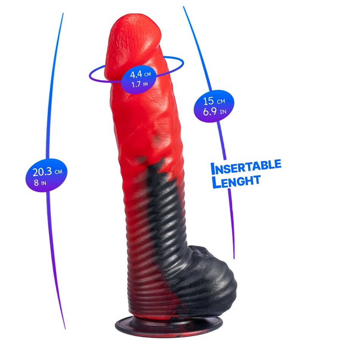 SILEXD - DEVIL DILDO FANTASIA DE SILICONE LÍQUIDO TERMOREATIVO VERMELHO E PRETO 20,3 CM 1