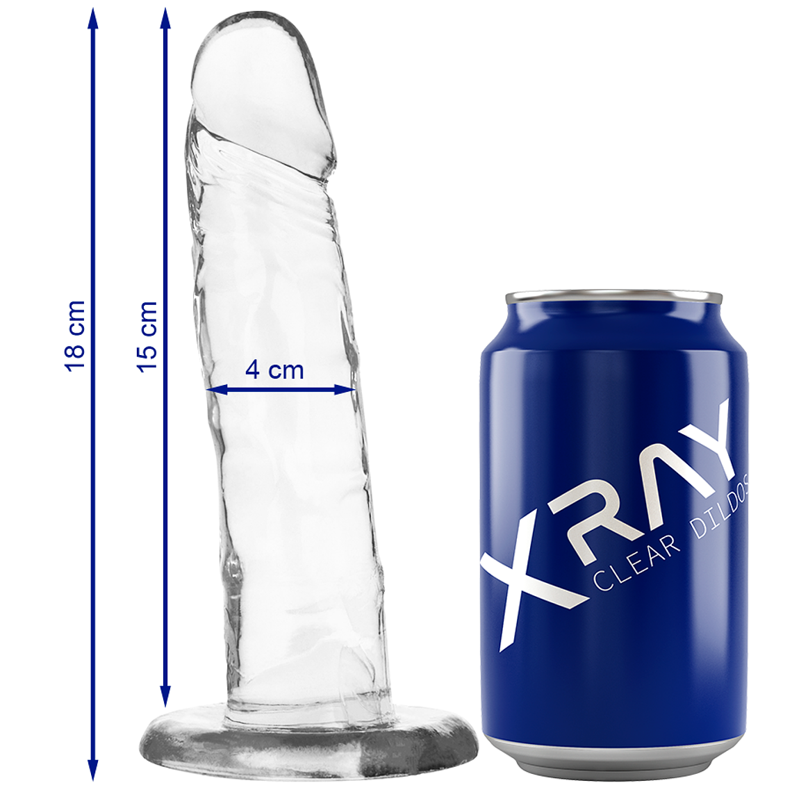 X RAY - DILDO TRANSPARENTE 18 CM -O- 4 CM 1