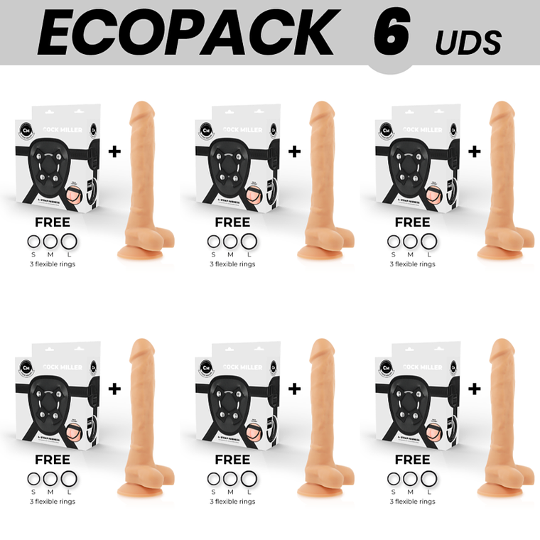 ECOPACK 6 UNIDADES - COCK MILLER ARNÊS + DENSIDADE DE SILICONE ARTICULVEL COCKSIL 24 CM 1
