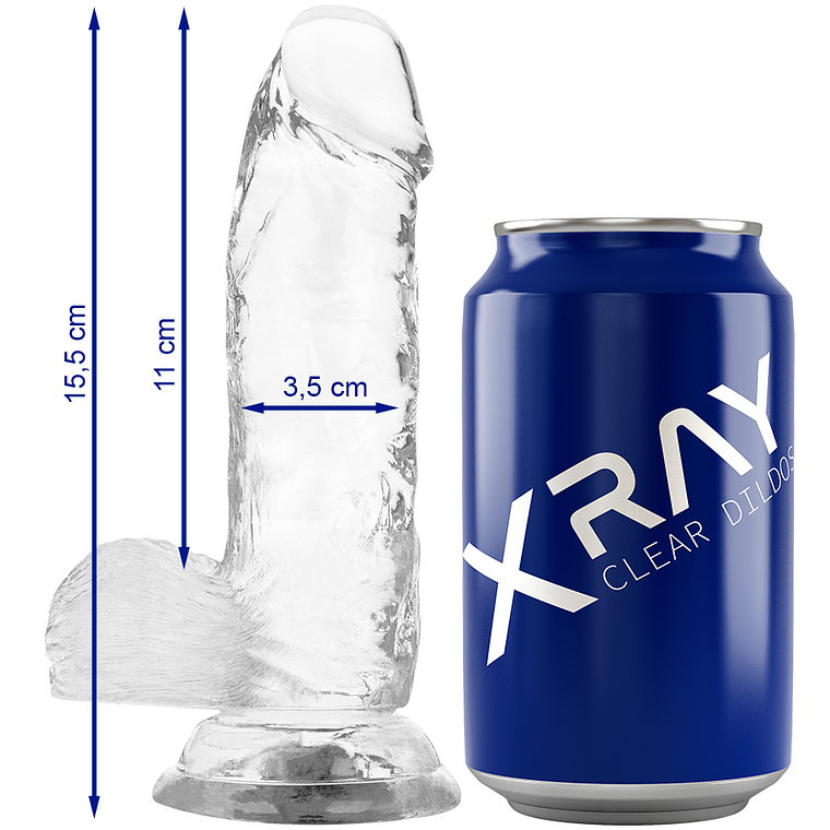X RAY - DILDO TRANSPARENTE COM BOLAS 15.5 CM -O- 3.5 CM 1