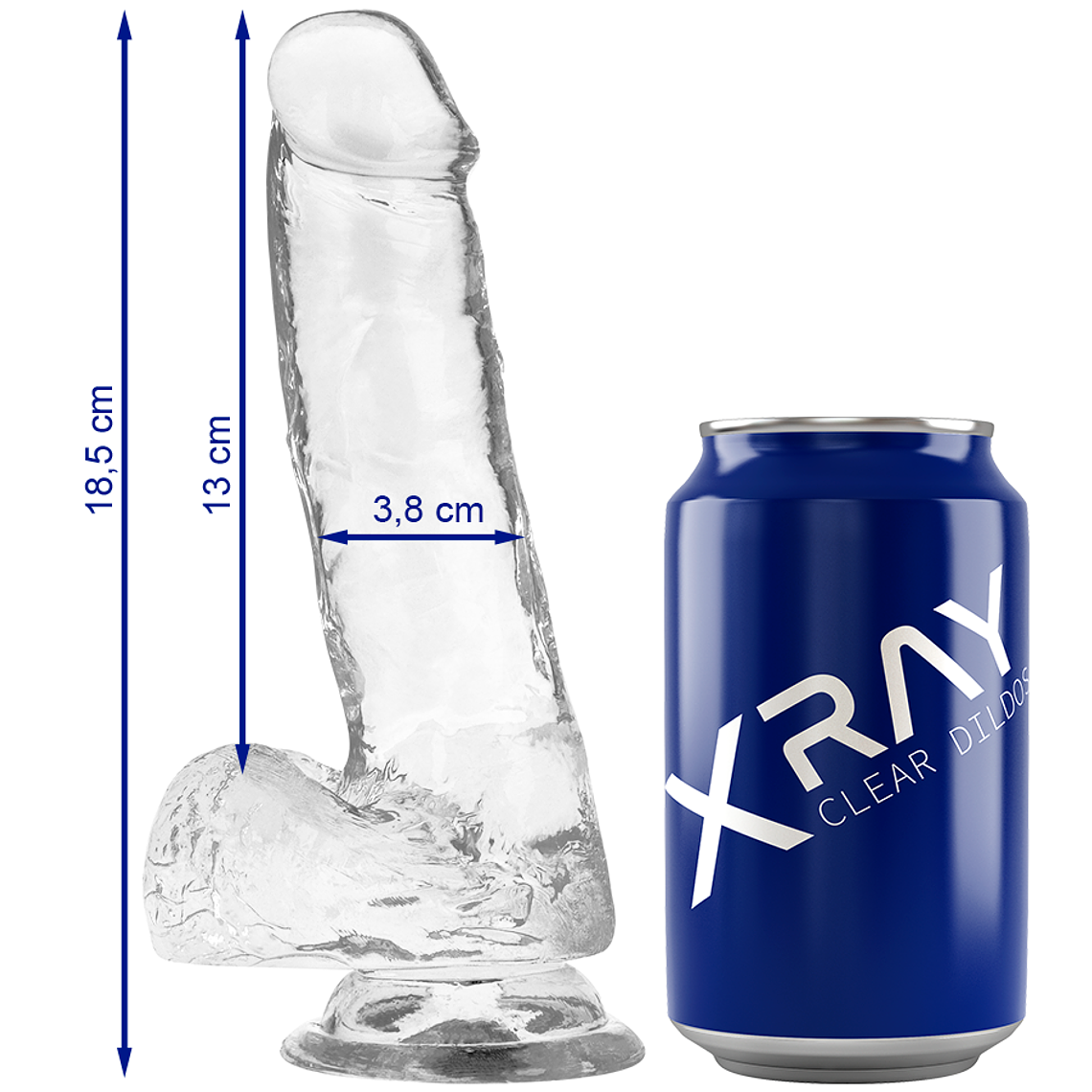 X RAY - DILDO TRANSPARENTE COM BOLAS 18.5 CM -O- 3.8 CM 1