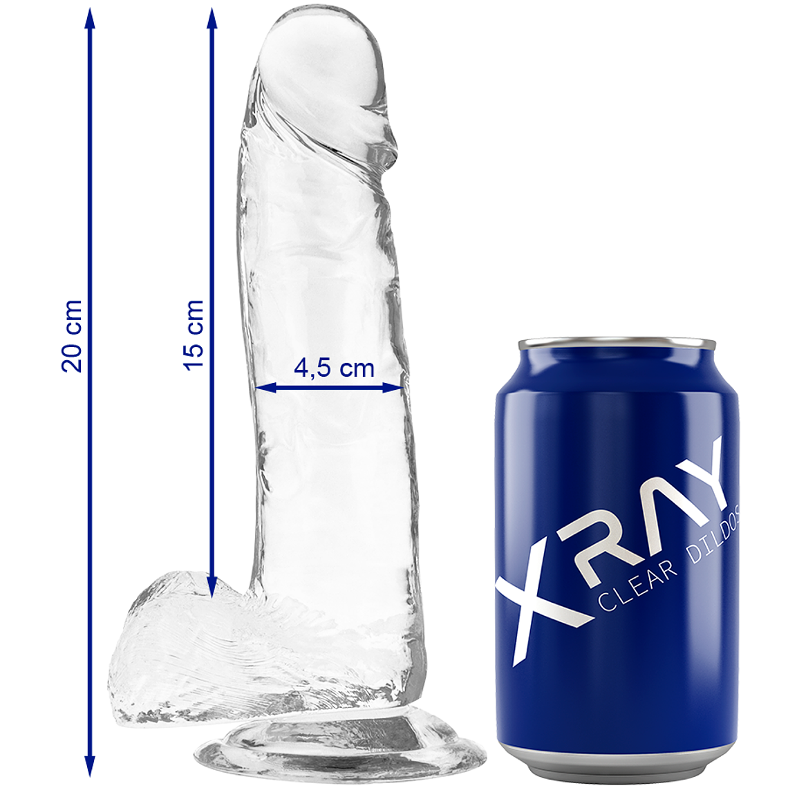 X RAY - DILDO TRANSPARENTE COM BOLAS 20 CM -O- 4.5 CM 1