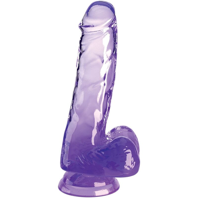 KING COCK - CLEAR PÊNIS REALÍSTICO COM BOLAS 13.5 CM ROXO 1