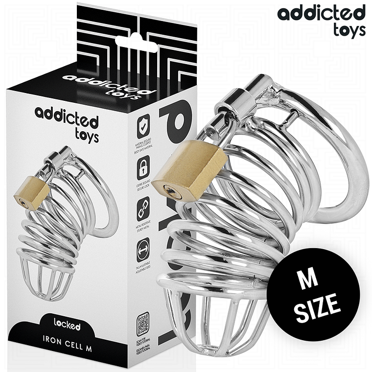 ADDICTED TOYS LOCKED - GAIOLA DE PÊNIS DE METAL COM CÉLULA DE FERRO TAMANHO M 1