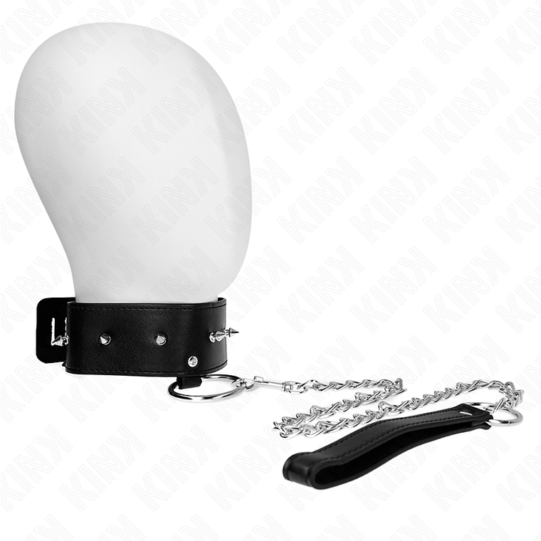 KINK - COLAR 65 CM COM TRELA COM PREGOS PRATA MODELO 2 AJUSTÁVEL 36-43 CM X 5 CM 1