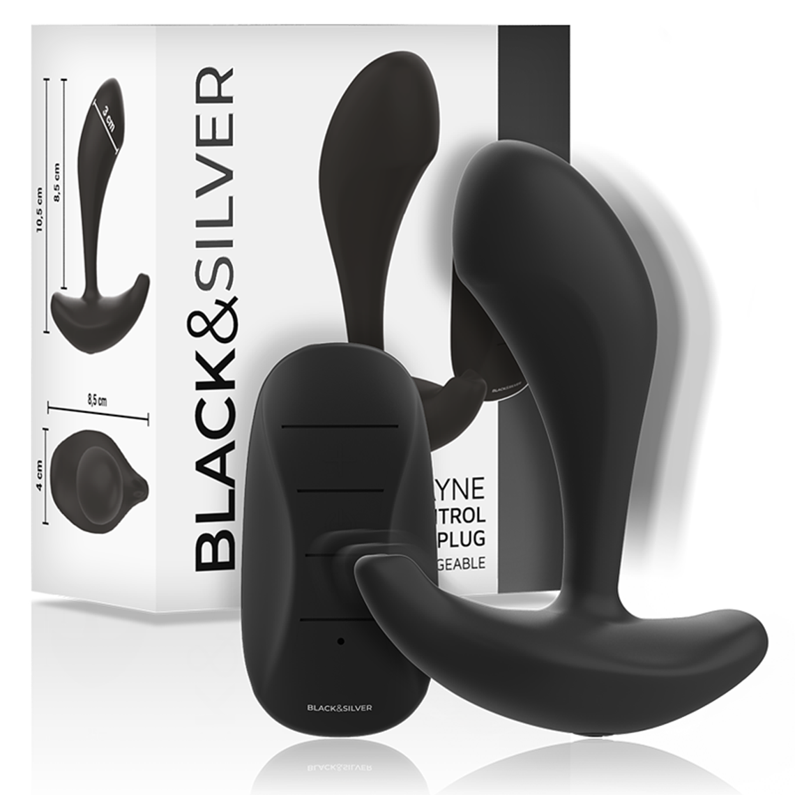 BLACK&SILVER - CONTROLE REMOTO DE SILICONE DWAYNE ANAL PLUG 1