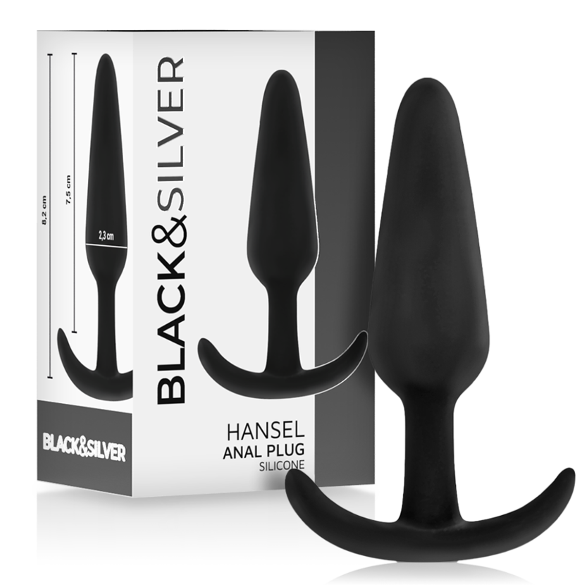 BLACK&SILVER - PLUG ANAL DE SILICONE HANSEL COM CABO PEQUENO 1