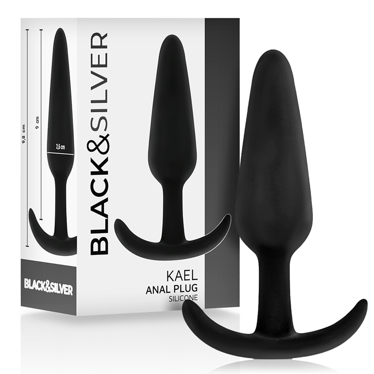 BLACK&SILVER - PLUG ANAL DE SILICONE KAEL COM CABO MÉDIO 1