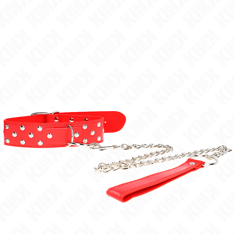 KINK - COLAR DE ALÇA DE REBITE DE ANEL COM CINTO 65 CM VERMELHO AJUSTÁVEL 36-50 CM X 3,8 CM 1