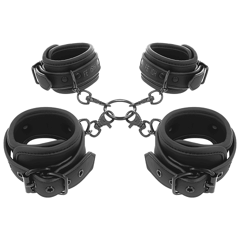 FETISH SUBMISSIVE - CONJUNTO DE ALGEMAS DE MÃOS E TORNOZELO COM FORRO DE NOPRENE