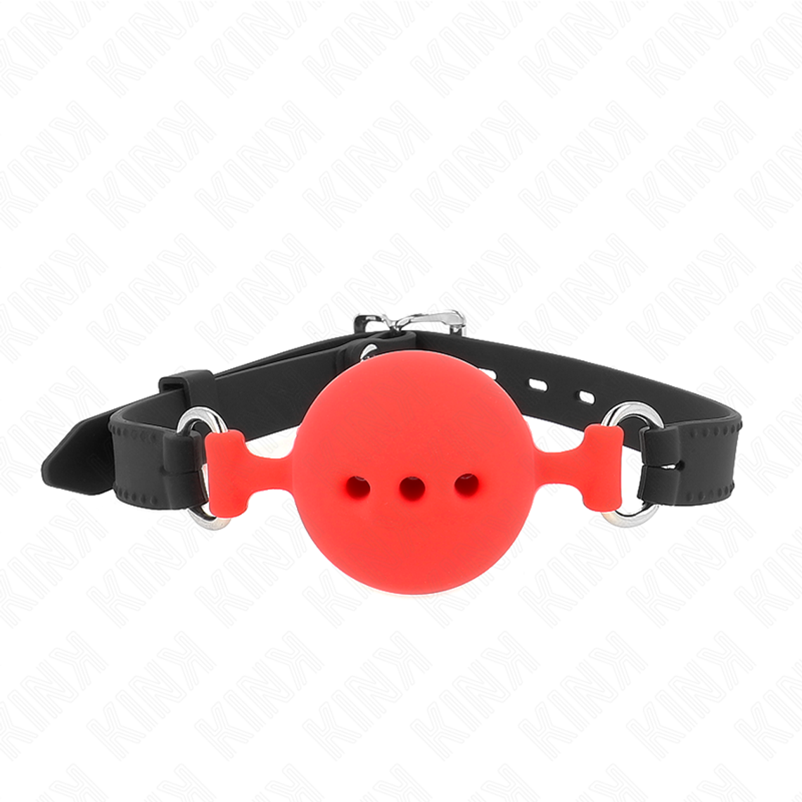KINK - MORDAÇA COMPLETA DE SILICONE 55 x 2 CM COM BOLA DE 5 CM TAMANHO L VERMELHO AJUSTÁVEL 35-51 CM 1