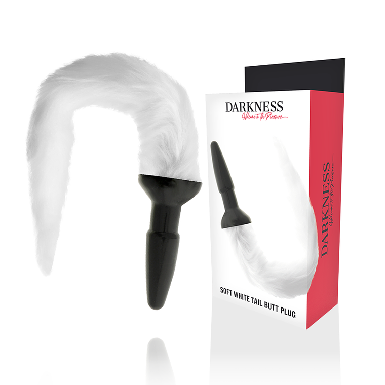 DARKNESS - PLUG ANAL DE SILICONE COM CAUDA BRANCA 1