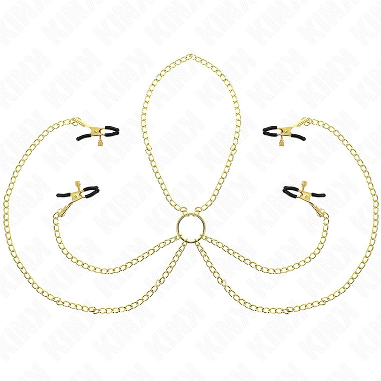 KINK - 4 PINÇAS DE BICO E CLITÓRITO AJUSTÁVEIS OURO 1