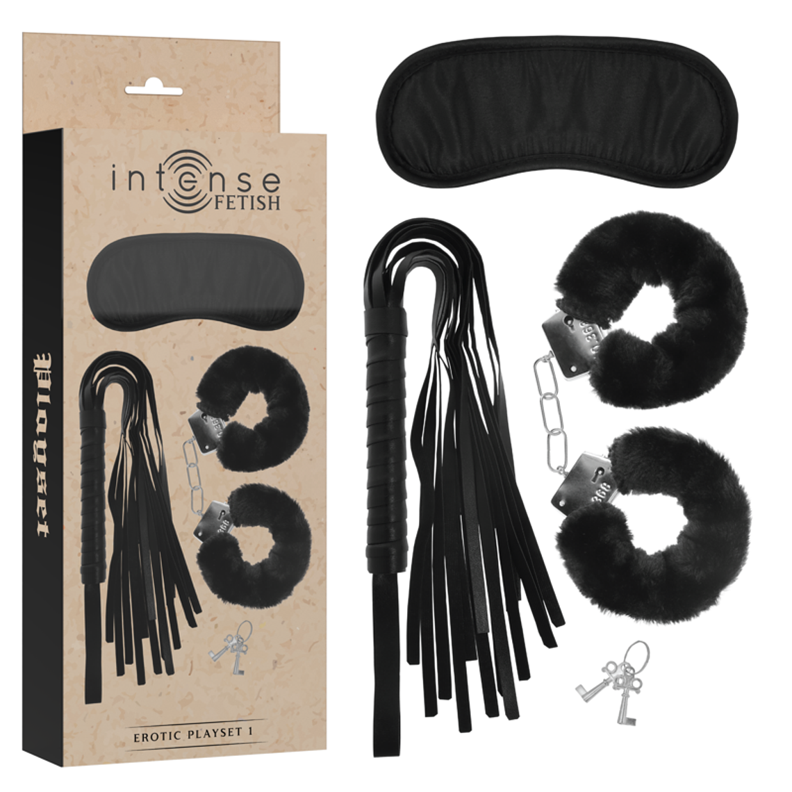 INTENSE - FETISH PLAYSET ERÓTICO 1 COM ALGEMAS, MSCARA CEGA E FLOGGER 1