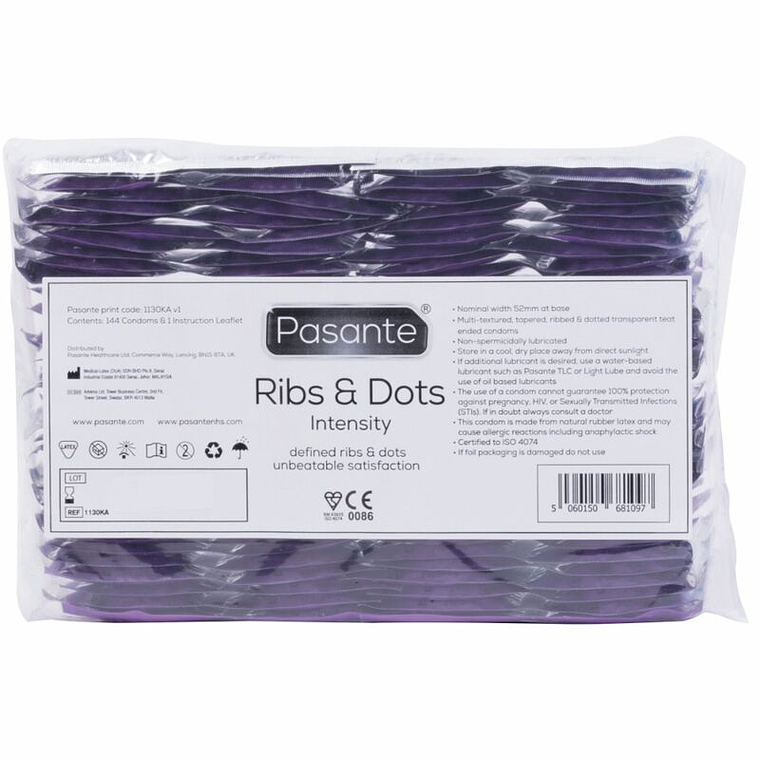 PASANTE - PRESERVATIVOS RIBS & DOTS INTENSITY 144 UNIDADES 1