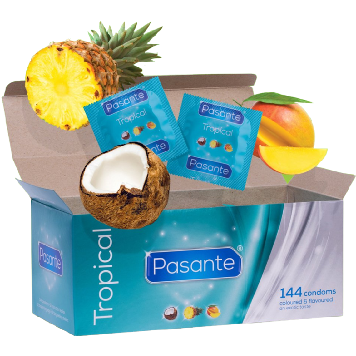 PASANTE - DE PRESERVATIVOS SABORES TROPICAIS 144 UNIDADES 1
