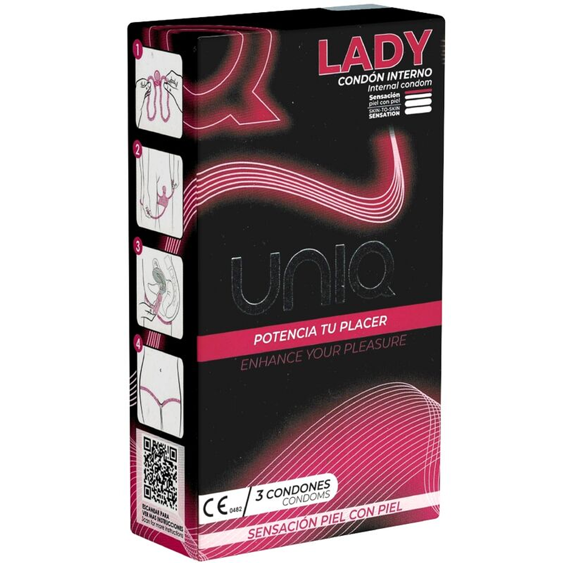 UNIQ - LADY CONDOM PRESERVATIVOS FEMININOS SEM LÁTEX COM CINTA LIGA 3 UNIDADES 1