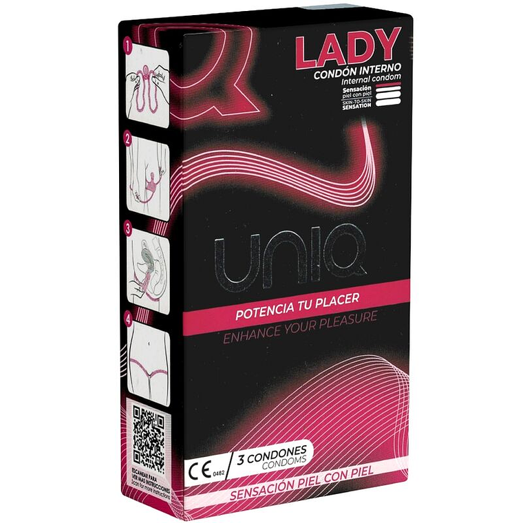 UNIQ - LADY CONDOM PRESERVATIVOS FEMININOS SEM LÁTEX COM CINTA LIGA 3 UNIDADES 1