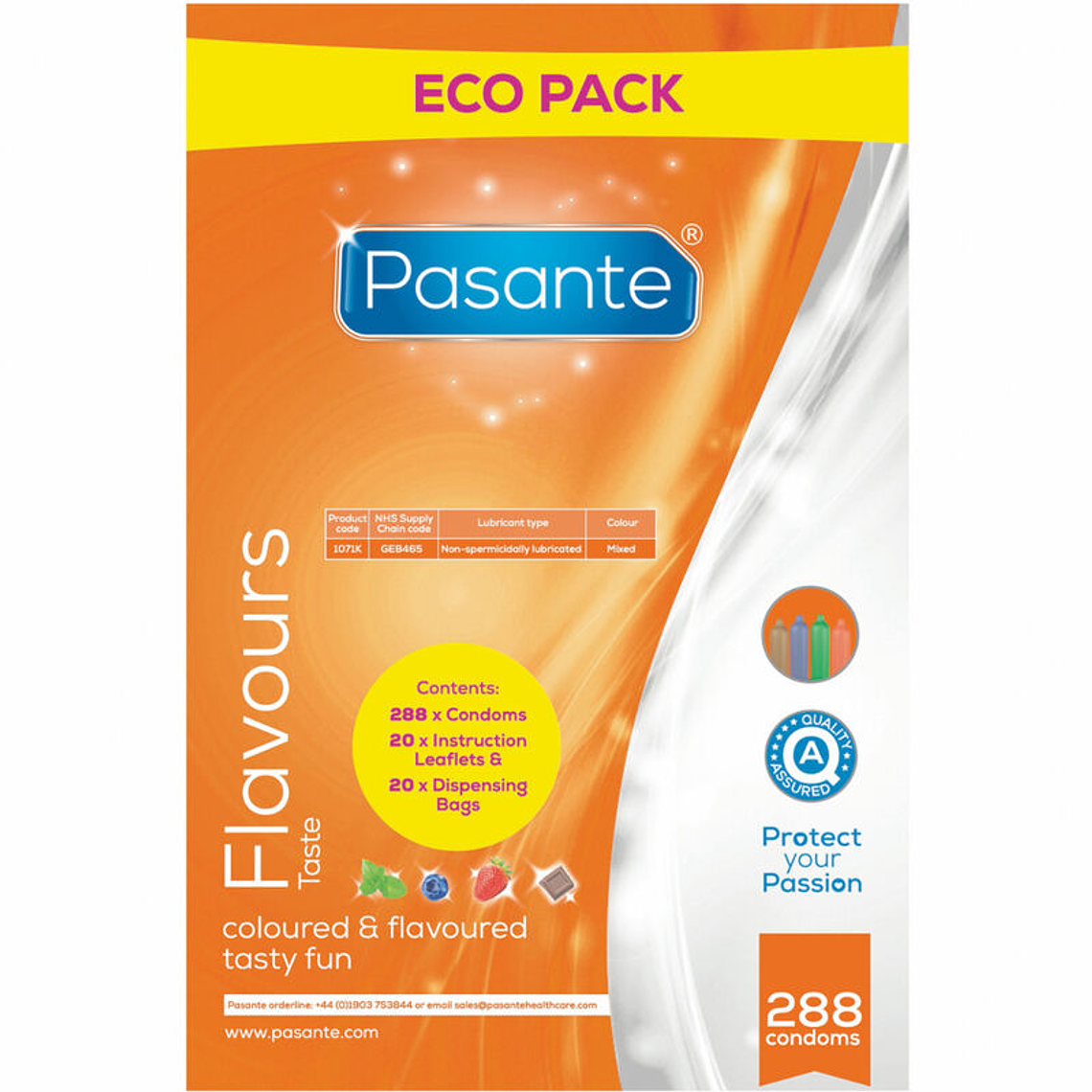 PASANTE - SACO DE SABORES ECO PACK PRESERVATIVOS 288 UNIDADES 1