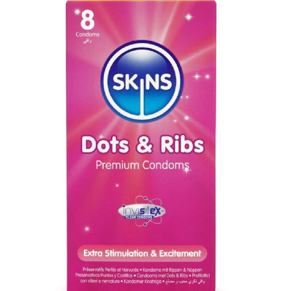 SKINS - DOTS & RIBS PREMIUM PRESERVATIVOS PACOTE 8 1