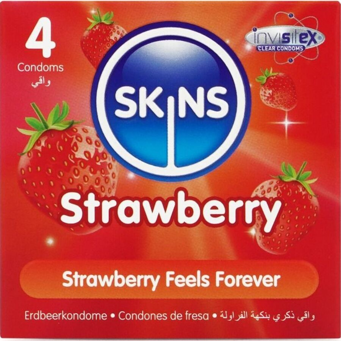 SKINS - PACOTE COM 4 PRESERVATIVOS PREMIUM DE MORANGO 1