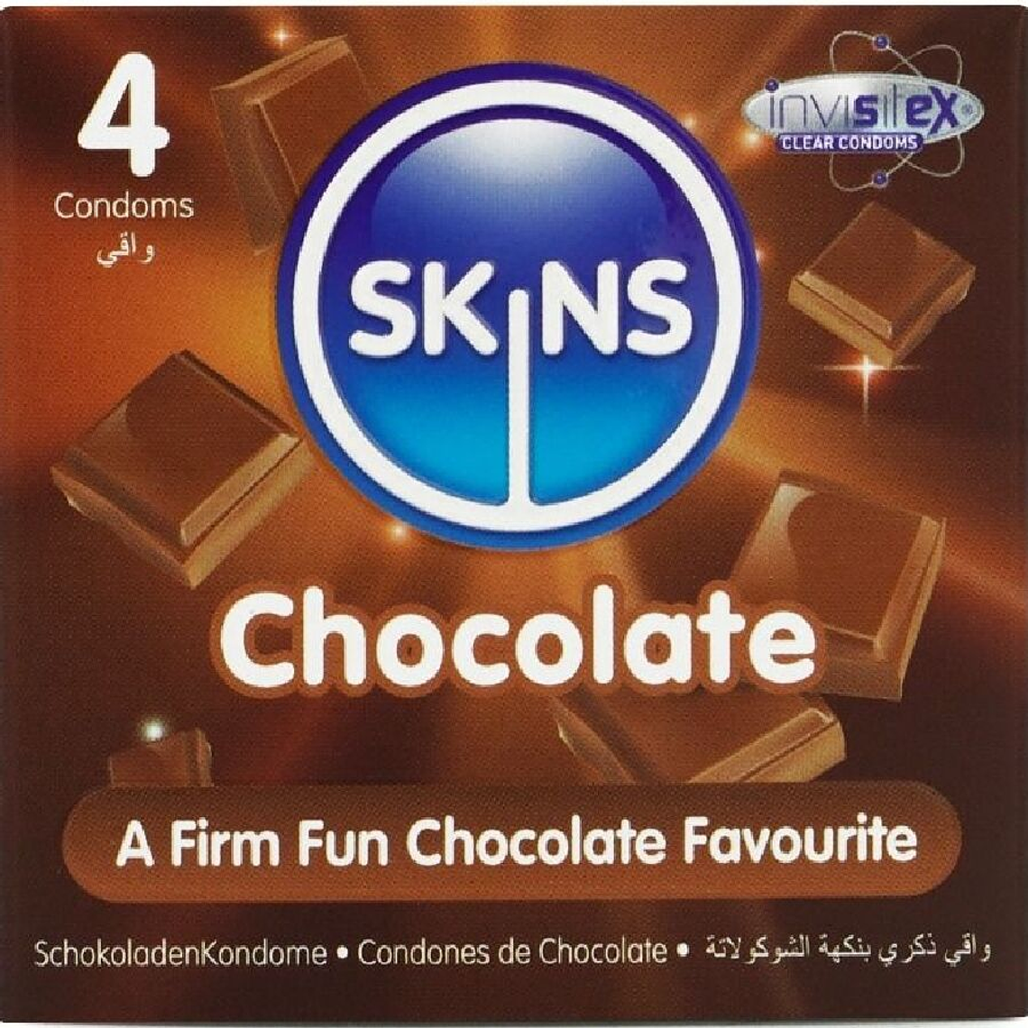 SKINS - PACOTE COM 4 PRESERVATIVOS CHOCOLATE PREMIUM 1