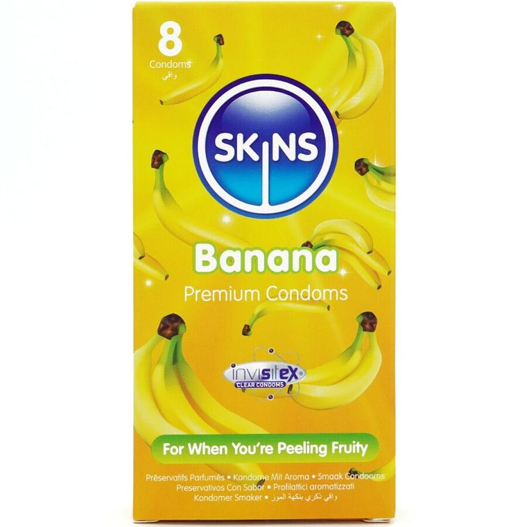 SKINS - PRESERVATIVOS BANANA PREMIUM PACOTE COM 8 1